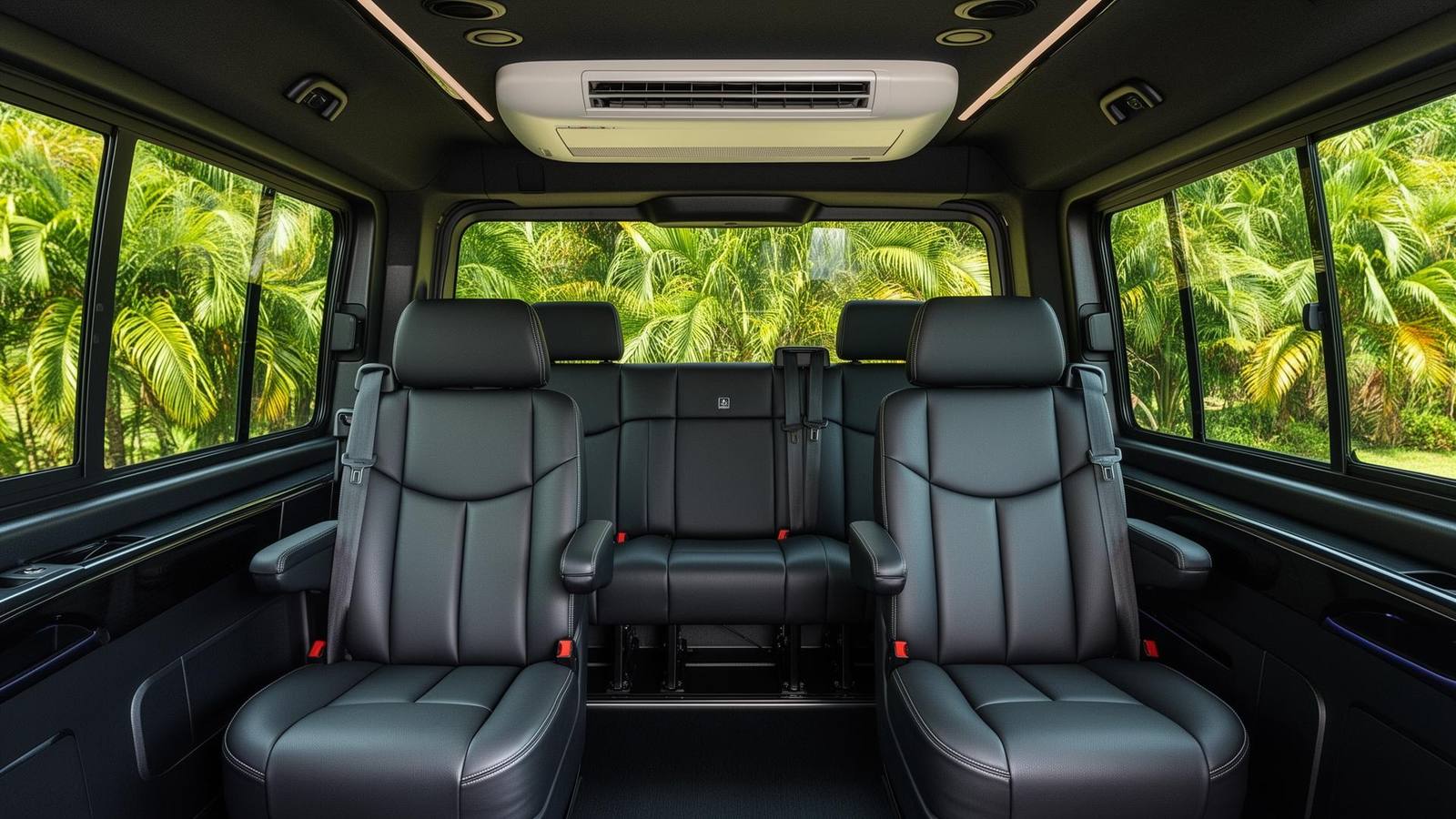 Private transport van on a Costa Rican coastal road